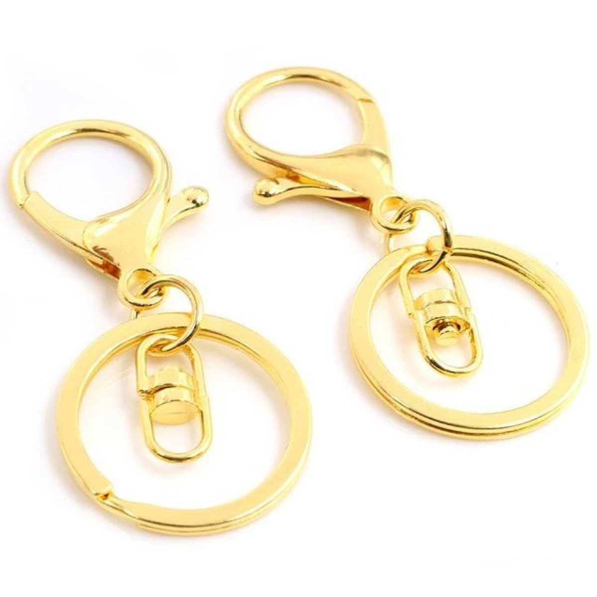 5pcs 30mm Lobster Key Ring 70mm Plated Lobster Clasp Key Hook Chain Jewellery Making Keychain Split Keyring - Gold Swivel Loops - Asia Sell