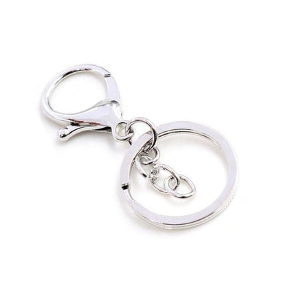 5pcs 30mm Lobster Key Ring 70mm Plated Lobster Clasp Key Hook Chain Jewellery Making Keychain Split Keyring - Rhodium Regular Chain - Asia Sell