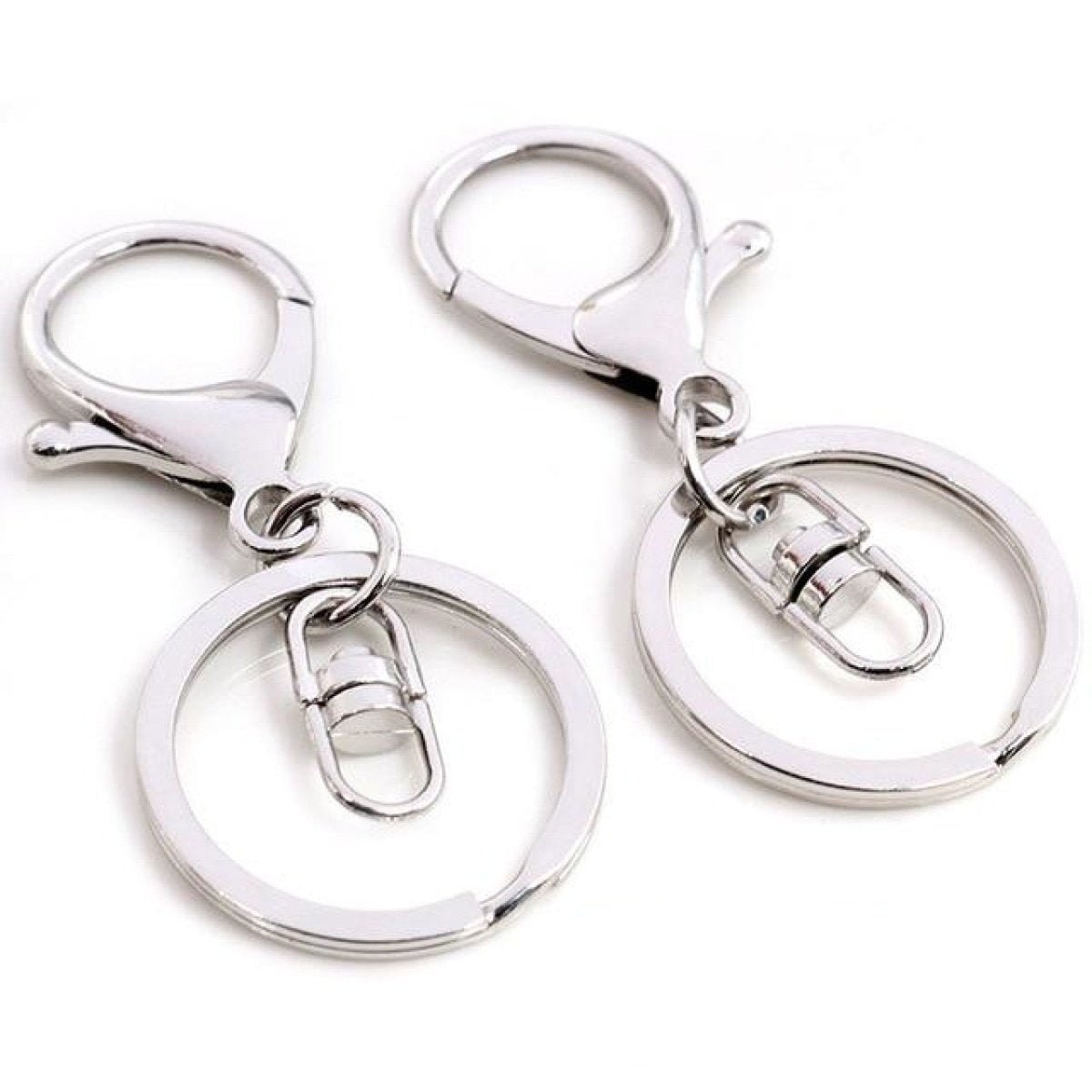 5Pcs 30Mm Key Ring Long 70Mm Plated Lobster Clasp Hook Chain Jewellery Making Keychain M1-22-Rhodium