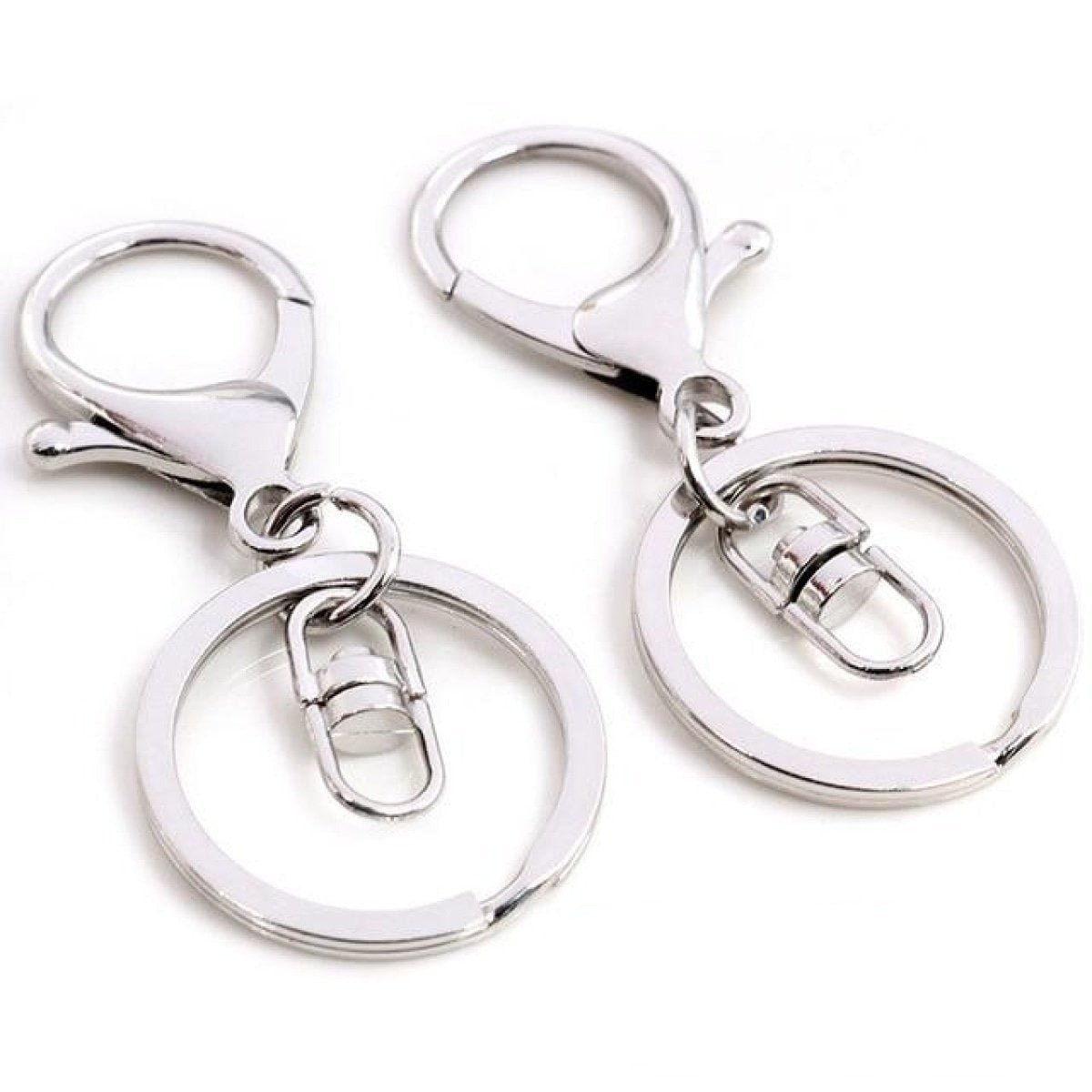 5pcs 30mm Lobster Key Ring 70mm Plated Lobster Clasp Key Hook Chain Jewellery Making Keychain Split Keyring - Rhodium Swivel Loops - Asia Sell