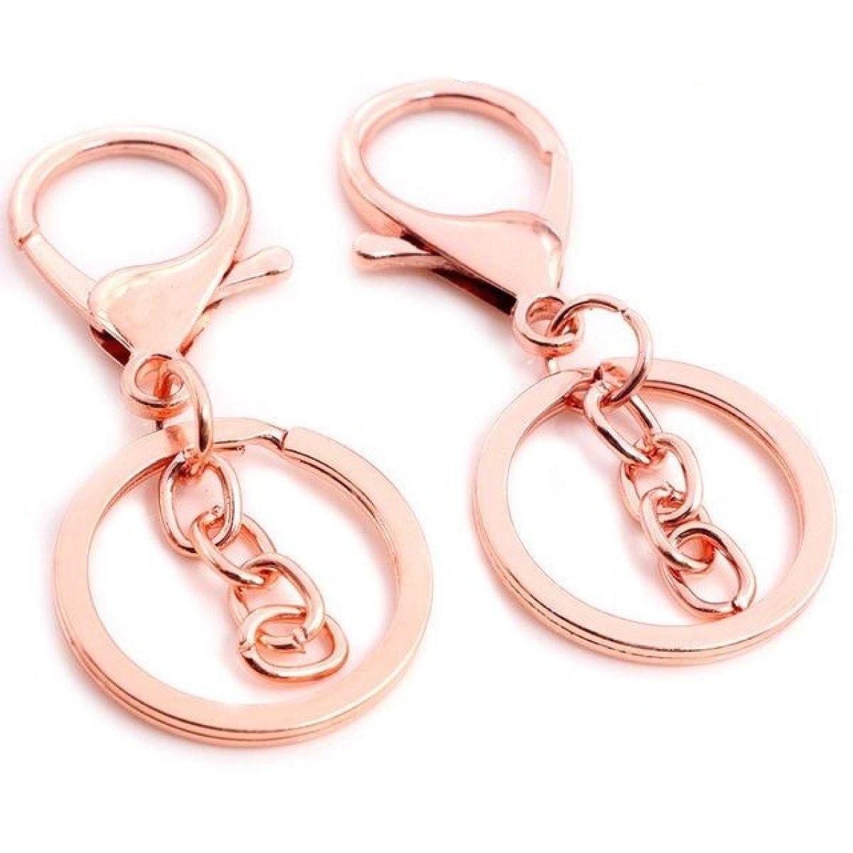 5pcs 30mm Lobster Key Ring 70mm Plated Lobster Clasp Key Hook Chain Jewellery Making Keychain Split Keyring - Rose Gold Regular Chain - Asia Sell