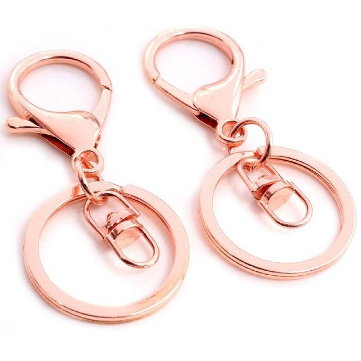 5pcs 30mm Lobster Key Ring 70mm Plated Lobster Clasp Key Hook Chain Jewellery Making Keychain Split Keyring - Rose Gold Swivel Loops - Asia Sell