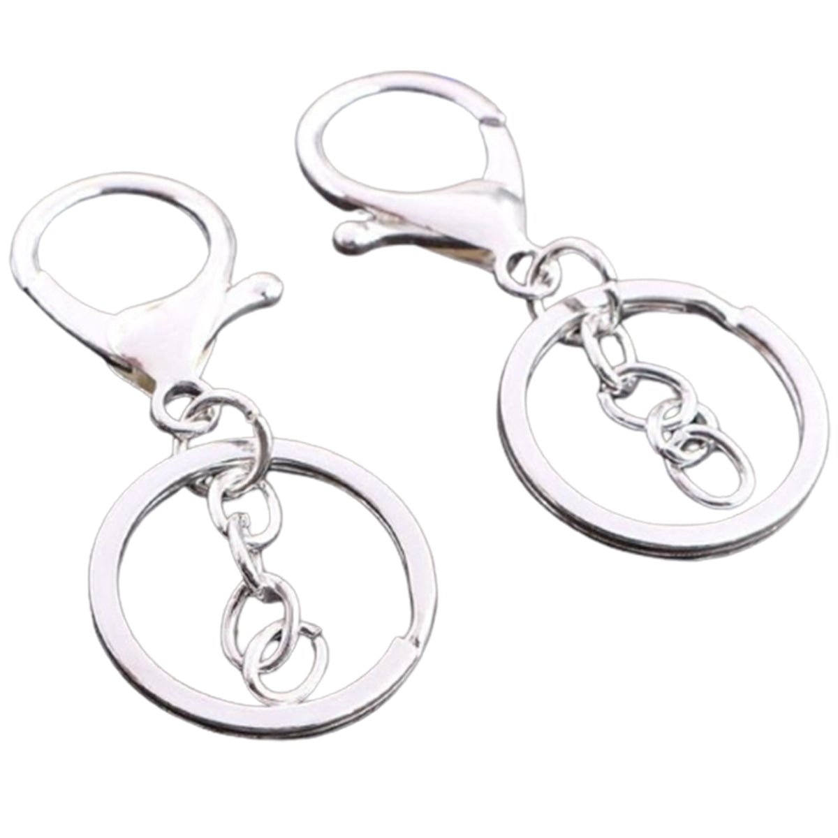 5Pcs 30Mm Key Ring Long 70Mm Plated Lobster Clasp Hook Chain Jewellery Making Keychain Keyring