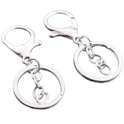 5pcs 30mm Lobster Key Ring 70mm Plated Lobster Clasp Key Hook Chain Jewellery Making Keychain Split Keyring - Silver Regular Chain - Asia Sell