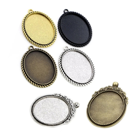 5pcs 30x40mm Cabochon Backing Antique Silver Bronze Black Gold Metal
