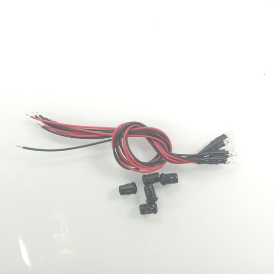 5pcs 3mm 12V Wired LEDs + Black Plastic Bezels Surrounds White Blue Green UV Red Yellow Pink Cables Orange LED - UV - Asia Sell