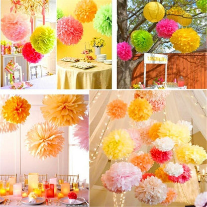 5pcs 6"-10" Tissue Paper Pompoms Wedding Baby Shower Birthday Party Pom Poms Toy - Deep purple 10cm 4inch - Asia Sell