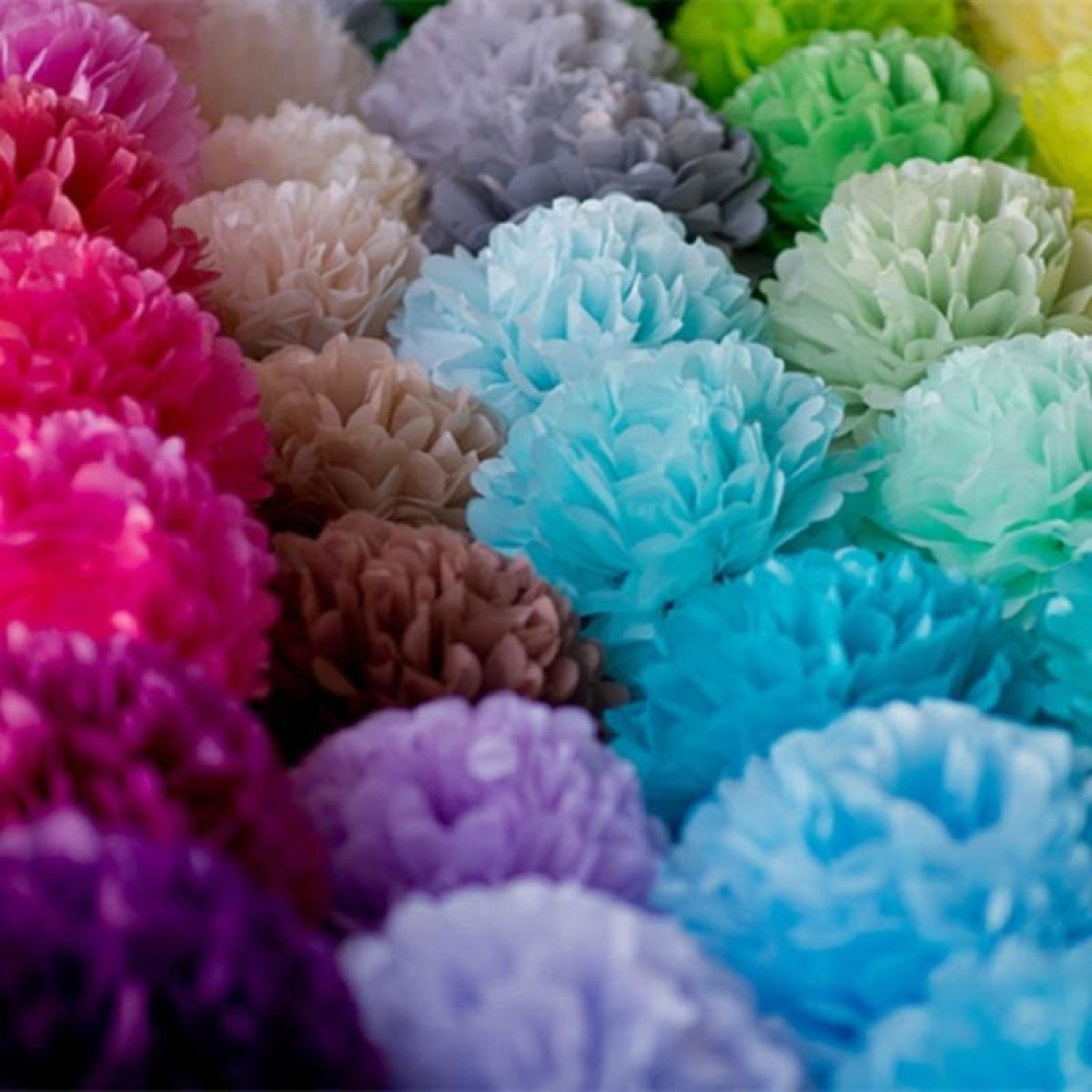 5pcs 6"-10" Tissue Paper Pompoms Wedding Baby Shower Birthday Party Pom Poms Toy - Light blue 10cm 4inch - Asia Sell