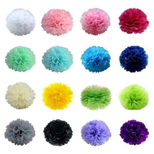 5pcs 6"-10" Tissue Paper Pompoms Wedding Baby Shower Birthday Party Pom Poms Toy - White 15cm 6inch - Asia Sell