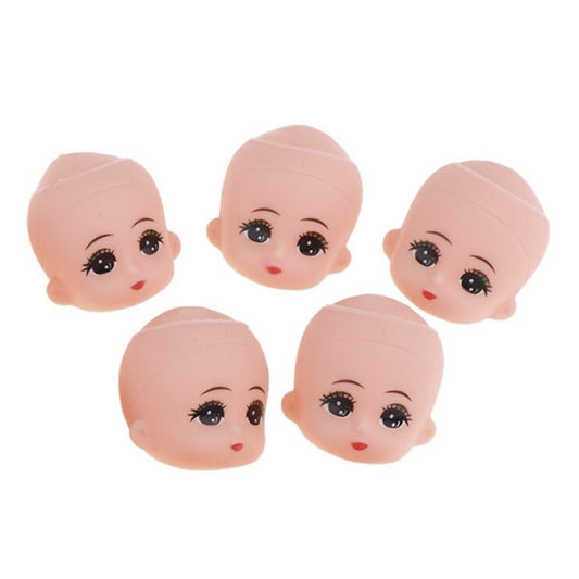 5pcs Baby Doll Heads with Big Eyes For Doll Custom Accessories Toy Plastic Full - - Asia Sell