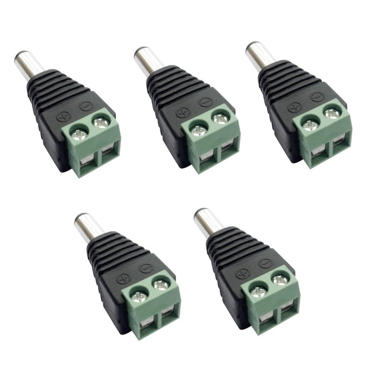 5pcs Male DC Jack 5.5 x 2.1mm 12V Power Plug Adaptor Connector CCTV LED - - Asia Sell