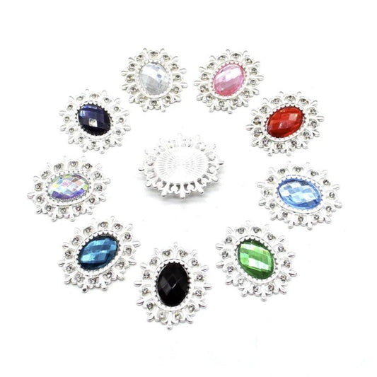 5pcs or 19pcs Rhinestone Acrylic Cabochon Gem Button Craft Sewing DIY Handmade Clothing Embellishment Decorative Decorations Mixed Set - 19pcs Mixed Set - Asia Sell