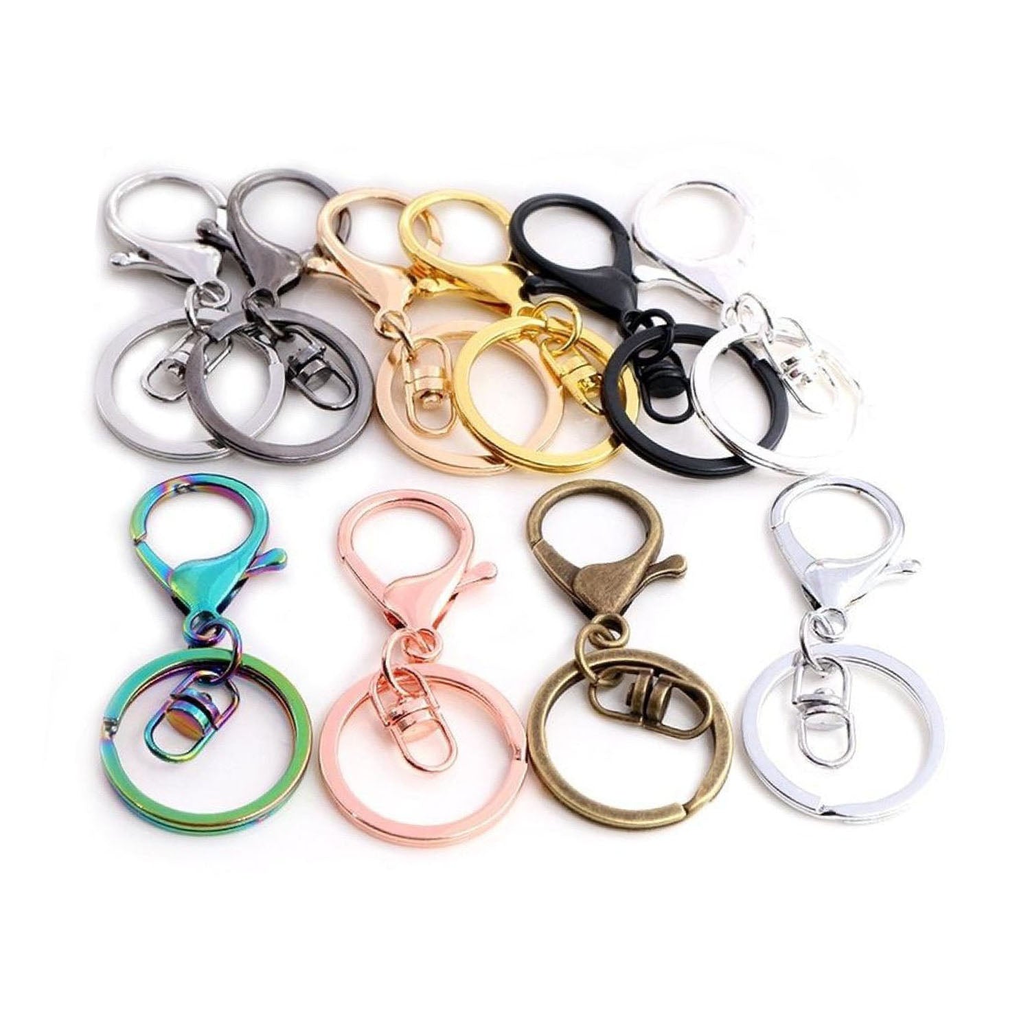 5pcs 30mm Lobster Key Ring 70mm Plated Lobster Clasp Key Hook Chain Jewellery Making Keychain Split Keyring - Main Image - Asia Sell