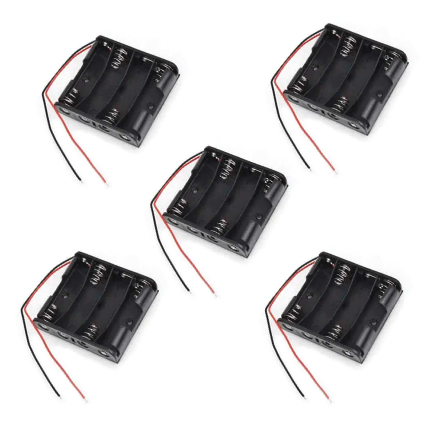 5pcs 4xAA Battery Holder AA 4x1.5V 6V Wires Cables Plastic 4 x 1.5V