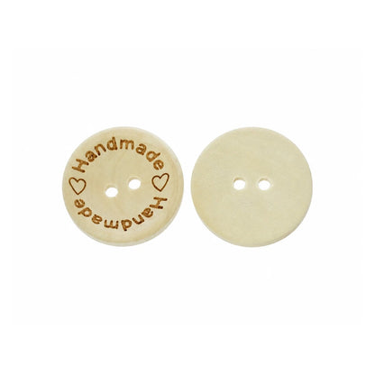 5pcs 2-Holes Handmade with Love Round Wooden Buttons Button Handmade Clothes