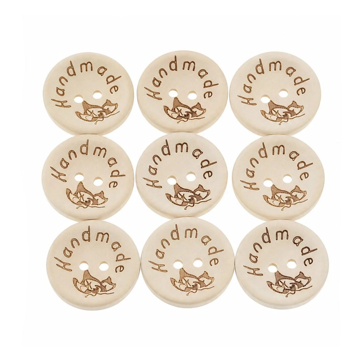 5pcs 2-Holes Handmade with Love Round Wooden Buttons Button Handmade Clothes
