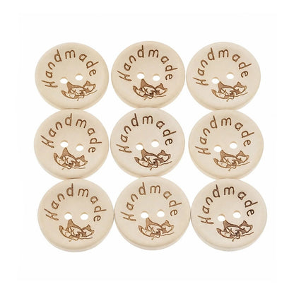 5pcs 2-Holes Handmade with Love Round Wooden Buttons Button Handmade Clothes