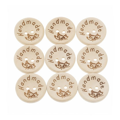 5pcs 2-Holes Handmade with Love Round Wooden Buttons Button Handmade Clothes