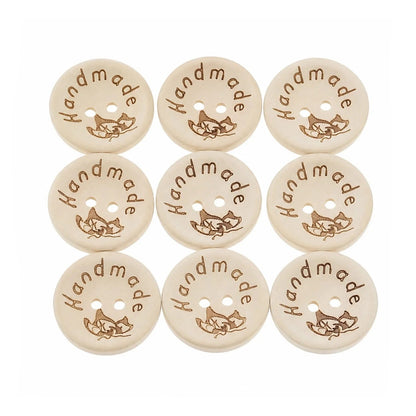 5pcs 2-Holes Handmade with Love Round Wooden Buttons Button Handmade Clothes