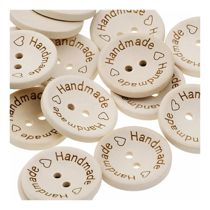5pcs 2-Holes Handmade with Love Round Wooden Buttons Button Handmade Clothes