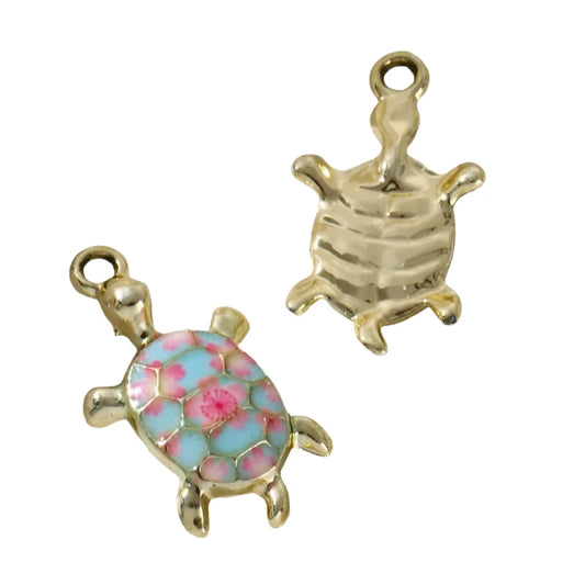5pcs Turtle Enamel Charms Pendants For Making Handmade DIY Jewellery Accessories