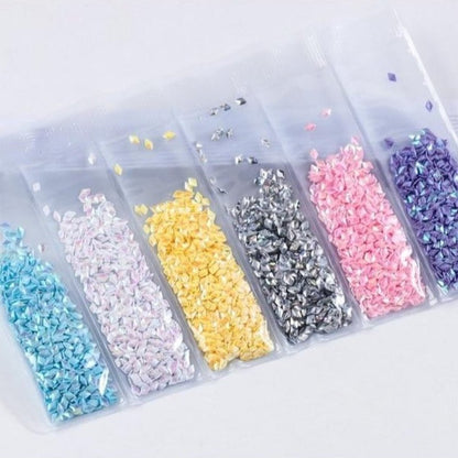 6 Bags Mixed Nail Glitter Powder Sequins Colourful Nail Flakes 10g - 1 - Asia Sell