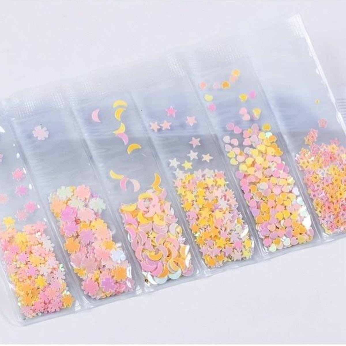 6 Bags Mixed Nail Glitter Powder Sequins Colourful Nail Flakes 10g - 1 - Asia Sell