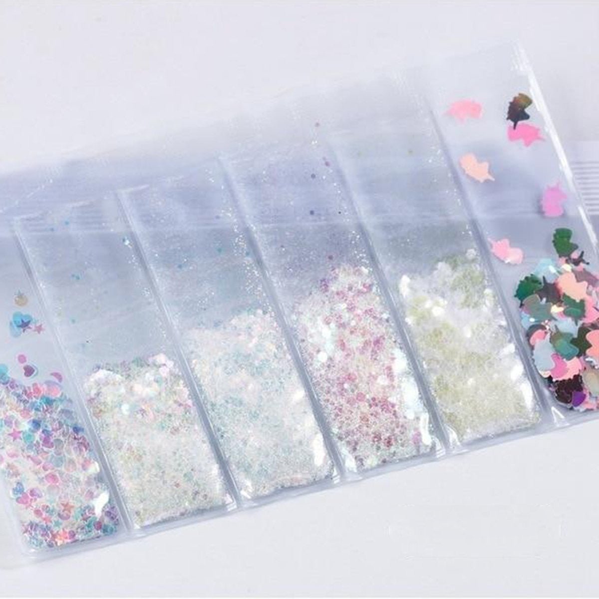 6 Bags Mixed Nail Glitter Powder Sequins Colourful Nail Flakes 10g - 3 - Asia Sell