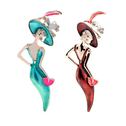 6.1cm Wine Red Sexy Lady FIgure Brooches for Women Pin-Backed Enamel Clothing Decoration | Main Image | Asia Sell