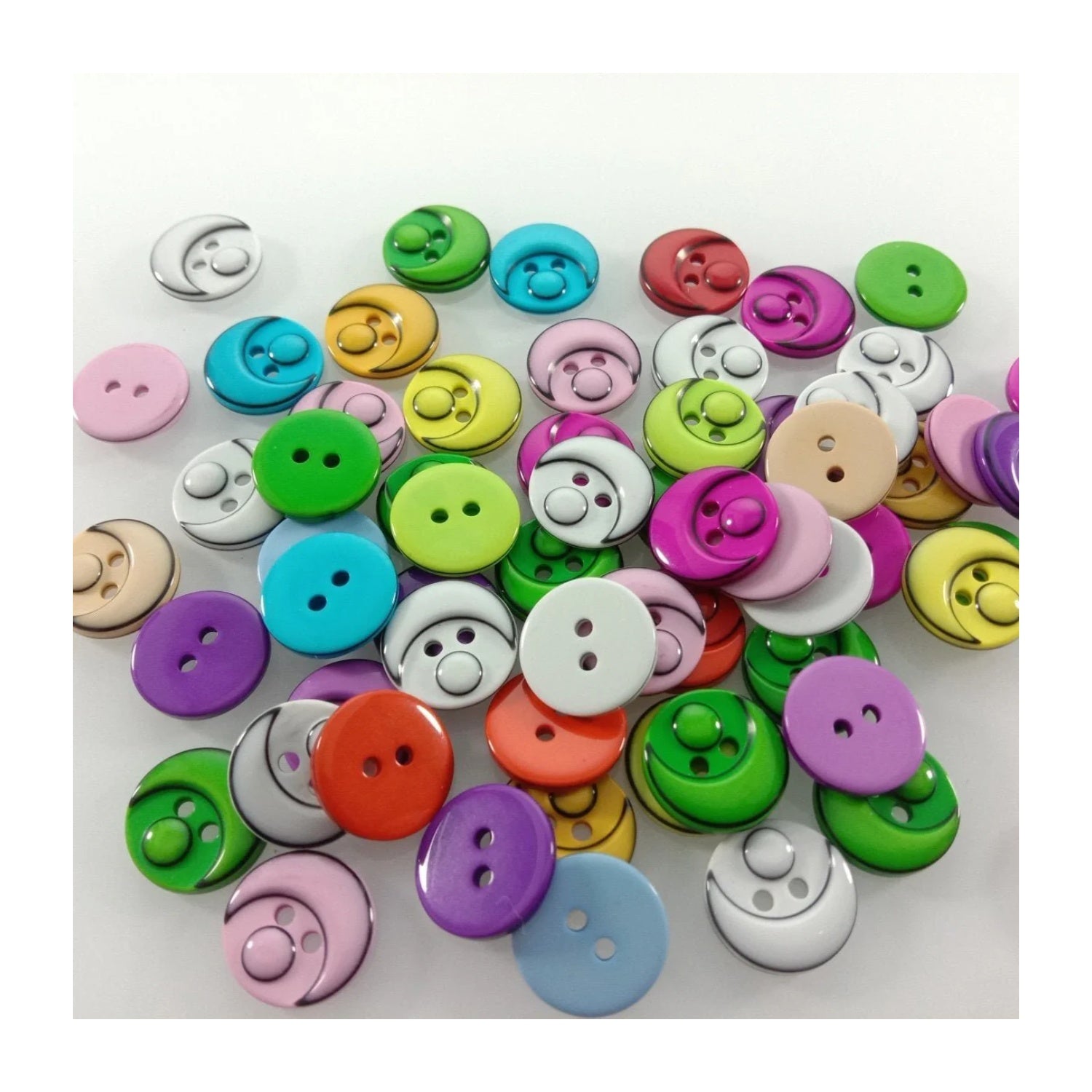 60pcs 15mm Mixed Colour Resin Buttons Cartoon Children's Apparel Sewing Accessories DIY Crafts Scrapbooking - - Asia Sell