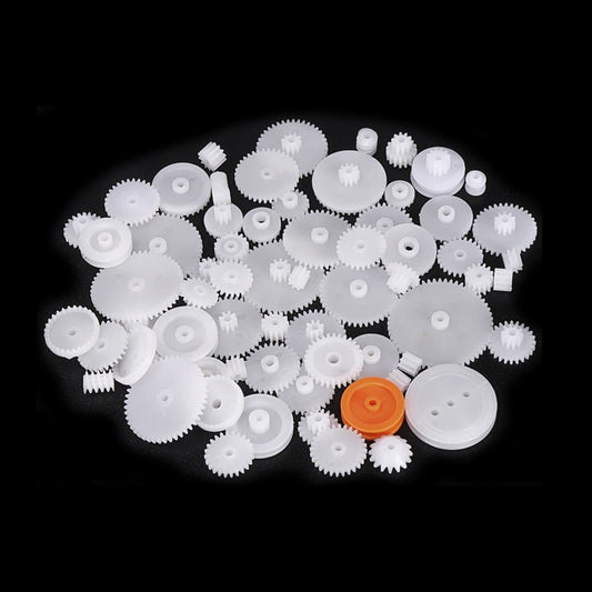 64 Kinds Plastic Gears Set Worm Shaft Crown Axle Sleeve Spindle Car Kits Motor Gearbox Reduction Model Drive Kit - - Asia Sell