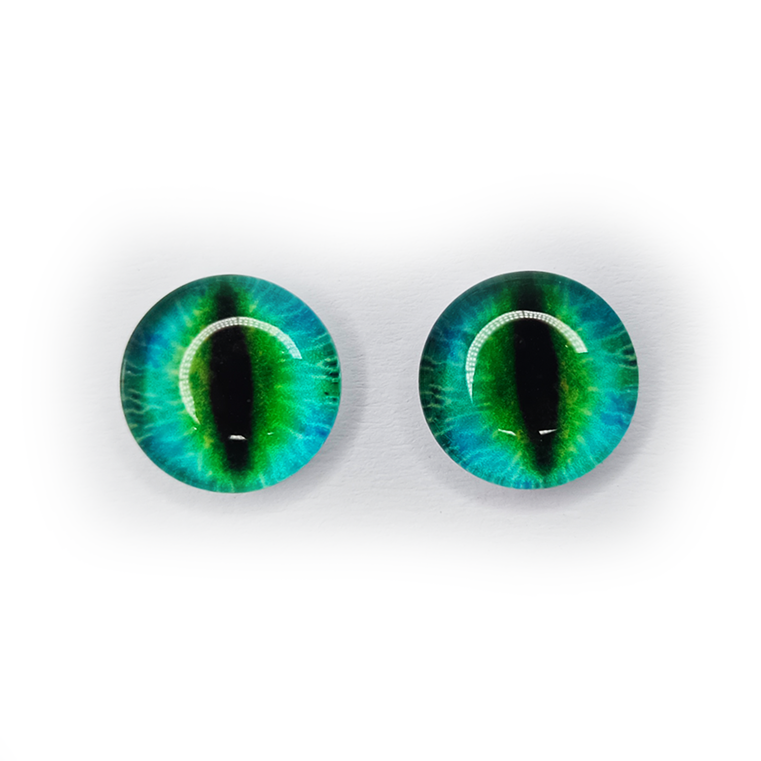 Pair of green and blue cat-like eyes on a white background | Asia Sell