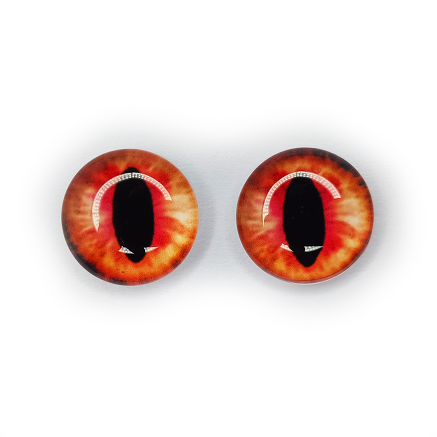 Pair of red and orange glass eyes on a white background | Asia Sell