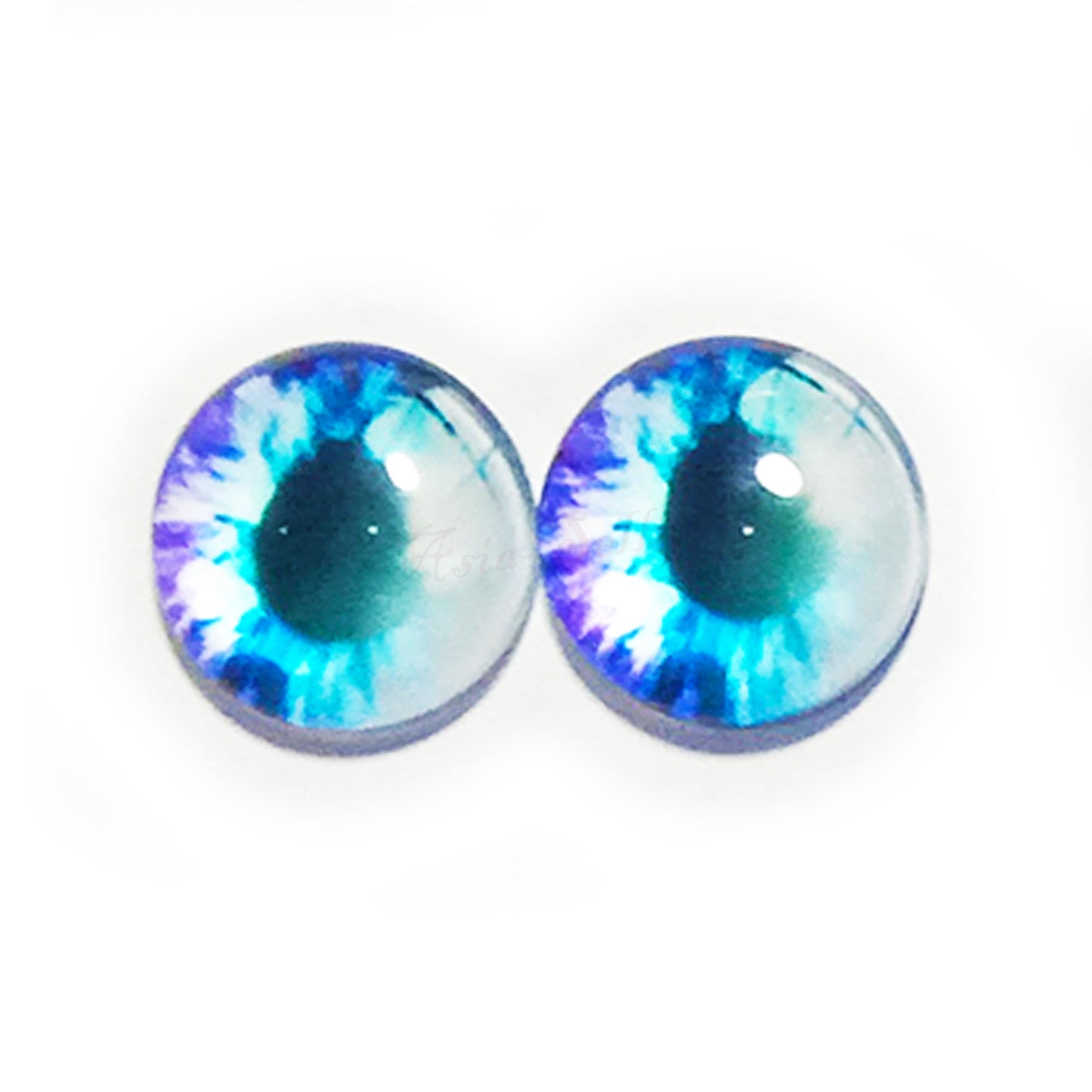 10x 6-12mm Glass Eyes - Blue Round Pupils | Asia Sell