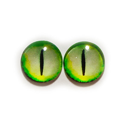 10x 6-12mm Glass Eyes - Green Lizard Pupils | Asia Sell