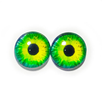 10x 6-12mm Glass Eyes - Green Round Pupils | Asia Sell