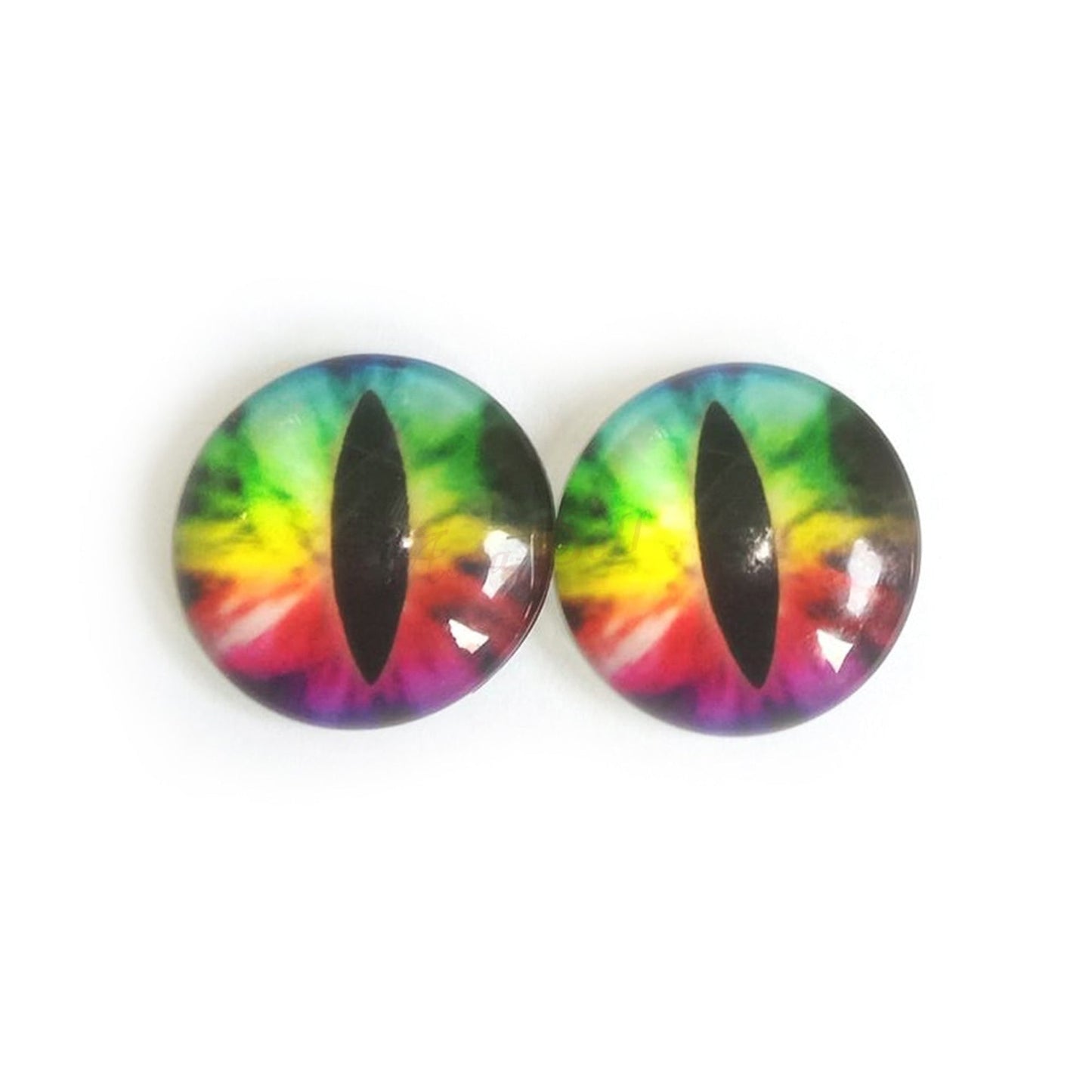 10x 6-12mm Glass Eyes - Green Red Slit Pupil Eyes | Asia Sell