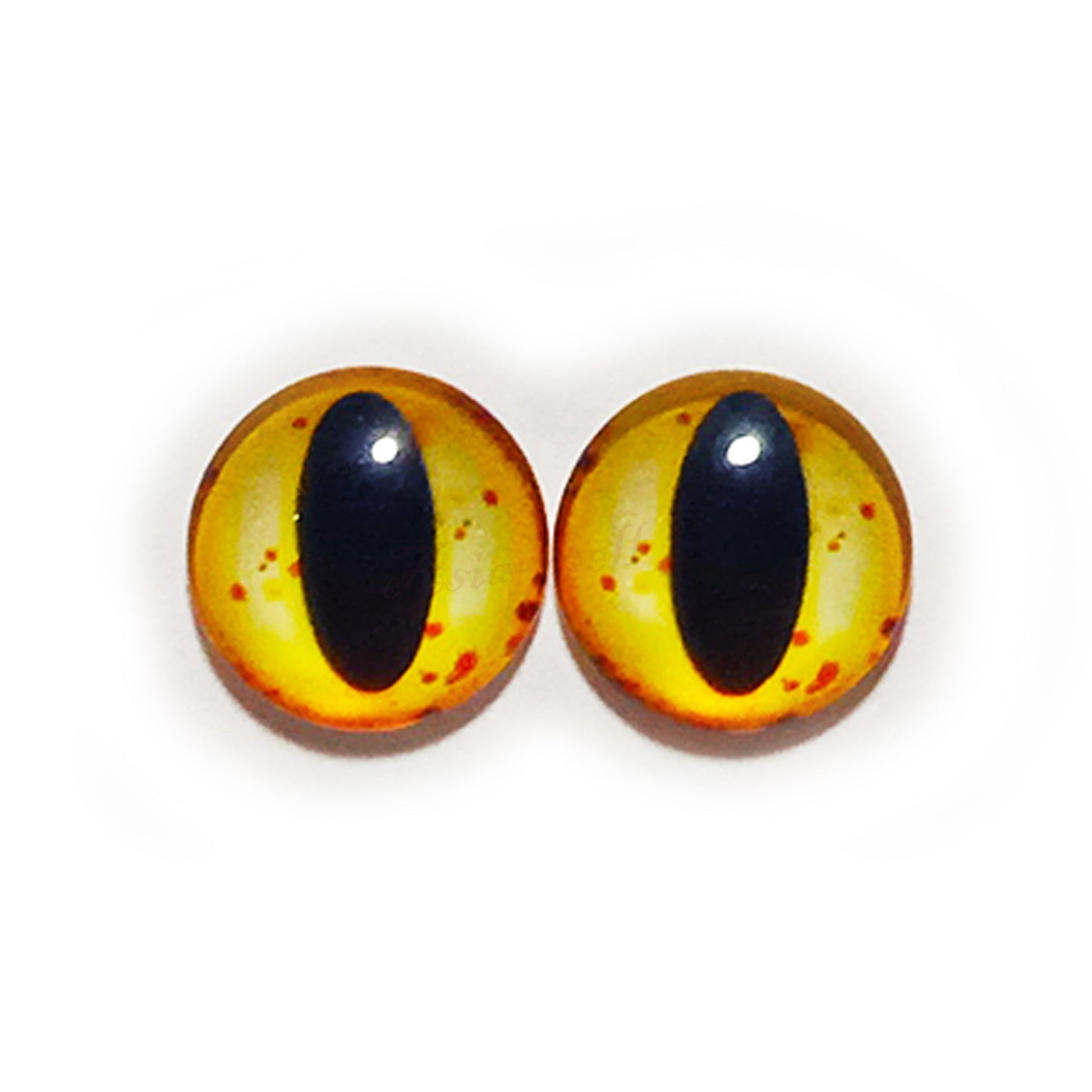 10x 6-12mm Glass Eyes - Yellow Cat Eyes | Asia Sell