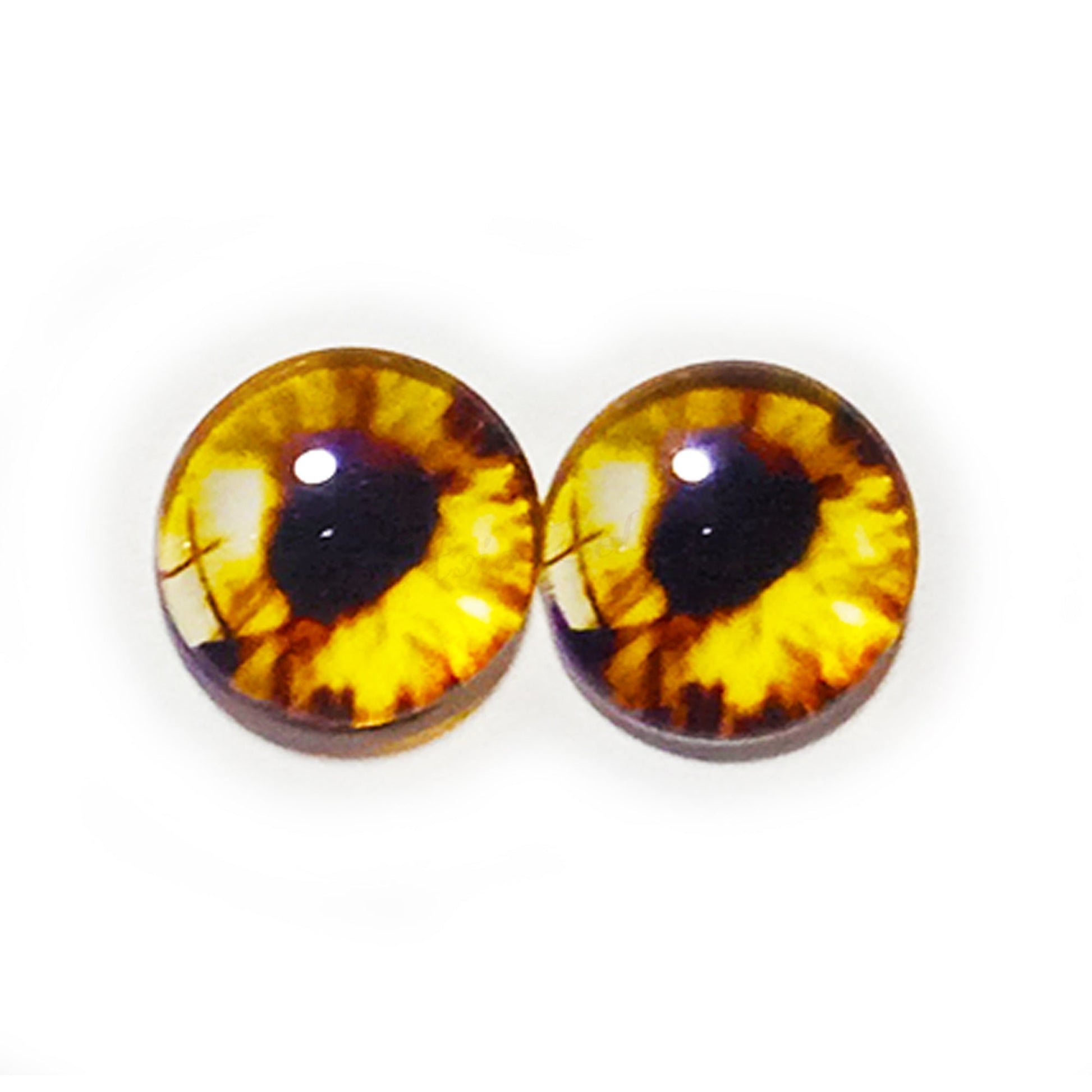 10x 6-12mm Glass Eyes - Yellow Round Pupils | Asia Sell
