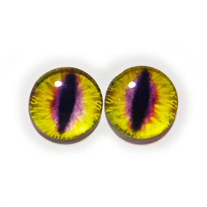 10x 6-12mm Glass Eyes - Yellow Slit Pupils | Asia Sell