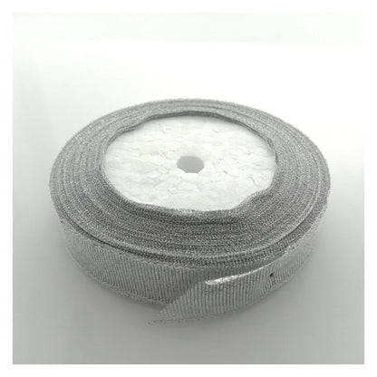 6mm-50mm Gold Silver Ribbon 22m Wedding Christmas Decoration Gift Wrapping Craft - Silver 15mm - Asia Sell