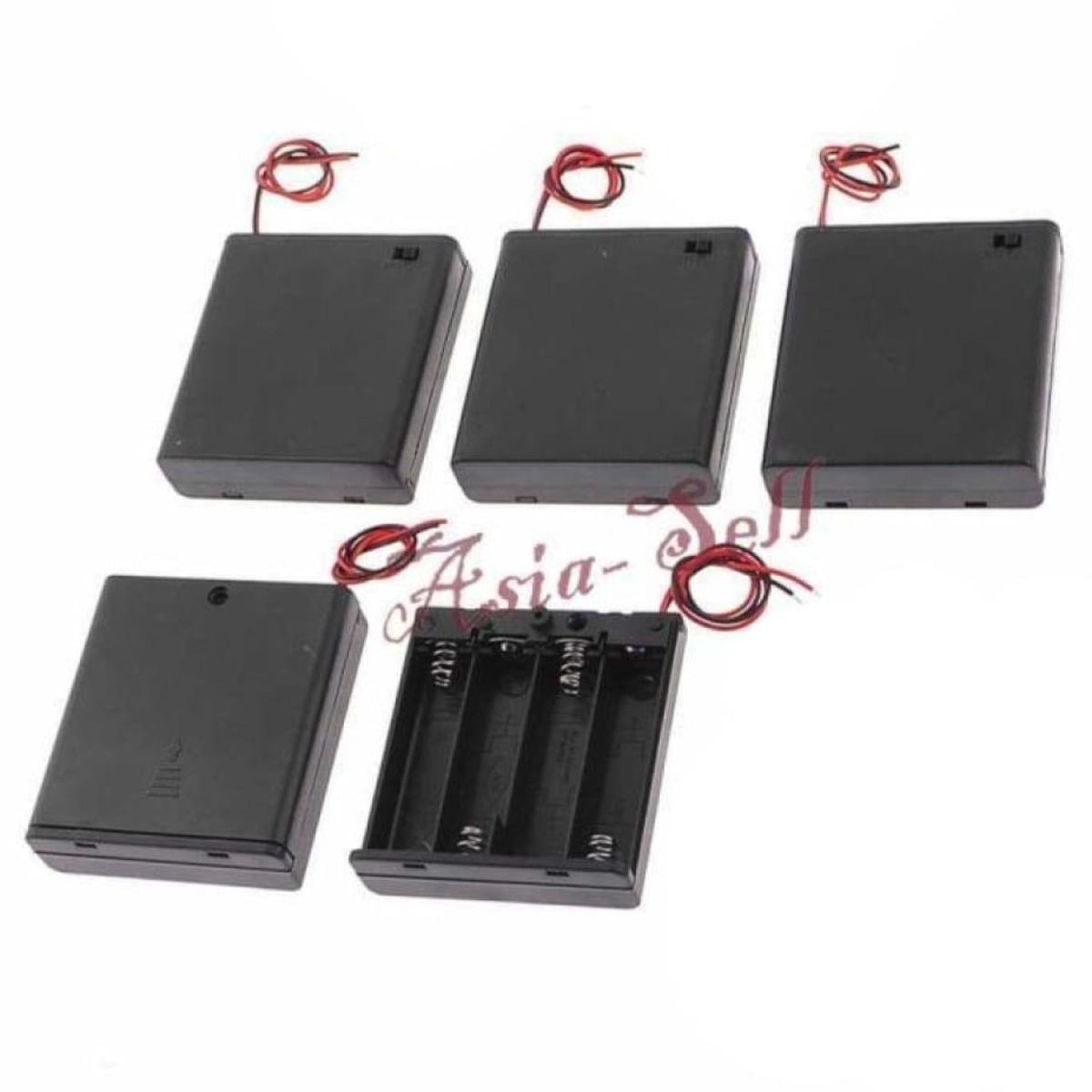 6pcs 4x1.5V AA Battery Holder 6V ON/OFF Switch 2 Wire Lead Case Box 4xAA 1.5V - - Asia Sell