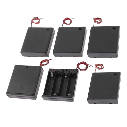 6pcs 4x1.5V AA Battery Holder 6V ON/OFF Switch 2 Wire Lead Case Box 4xAA 1.5V - Asia Sell