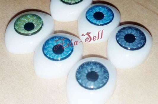 6pcs Oval Plastic Eyes 14x10mm 7mm Iris Reborn Dolls Green Blue Grey Doll Half - - Asia Sell