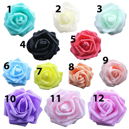 7.5cm Artificial Fake Flowers Foam Rose Head For Wedding Decorations DIY Wreaths