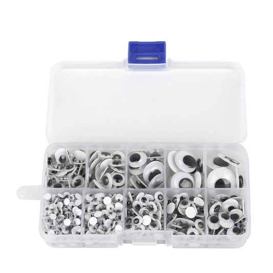 700pcs Googly Eyes Box Set 4mm-18mm Plastic Moving Boggle Eyes Adhesive Backing - - Asia Sell