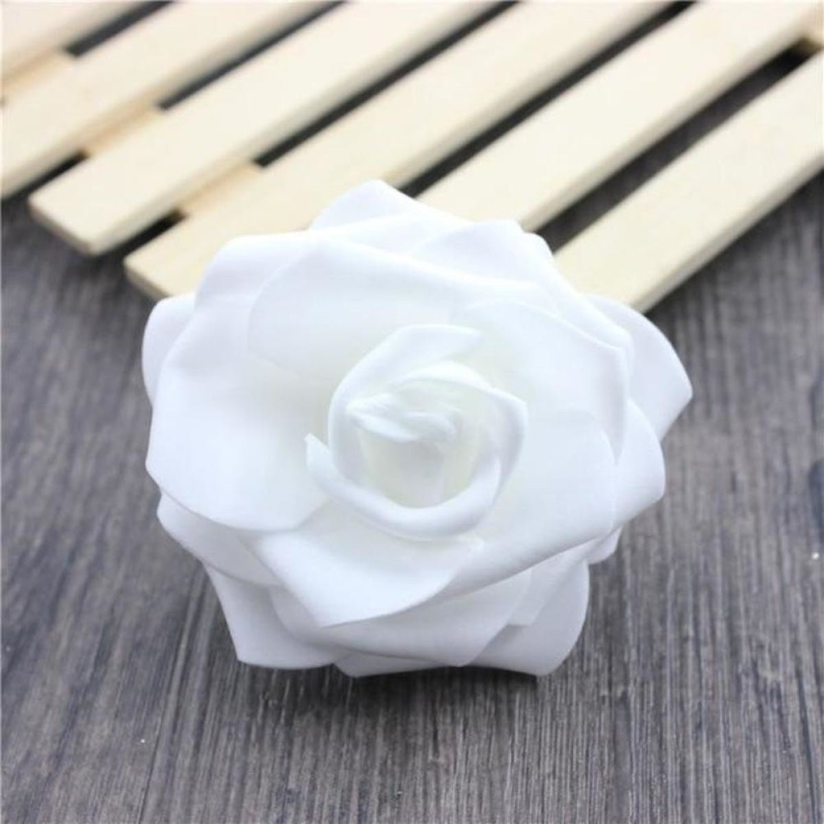 7.5cm Artificial Fake Flowers Foam Rose Head For Wedding Decorations DIY Wreaths - 24pcs White - Asia Sell