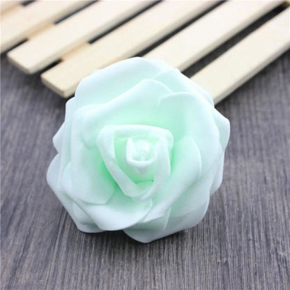 7.5cm Artificial Fake Flowers Foam Rose Head For Wedding Decorations DIY Wreaths - 38pcs Light Green - Asia Sell