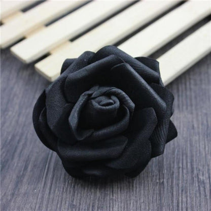 7.5cm Artificial Fake Flowers Foam Rose Head For Wedding Decorations DIY Wreaths - 40pcs Black - Asia Sell