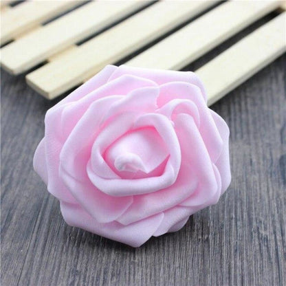 7.5cm Artificial Fake Flowers Foam Rose Head For Wedding Decorations DIY Wreaths - 40pcs Light Pink - Asia Sell